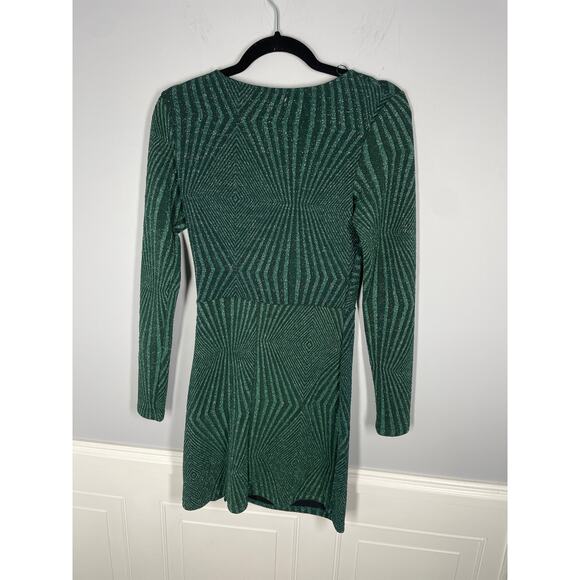 Mi Ami, Size Small, Green & Black Geometric Bodycon Dress, Party, Sparkly, EUC - Picture 6 of 7
